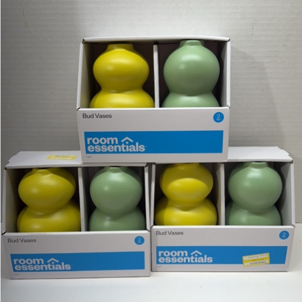 Room Essentials Vibrant Yellow and Soft Green Vases